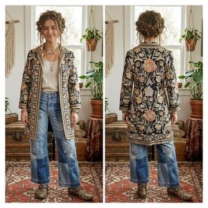 Johnny Was Biya 100% Silk Embroidered Jacket Size S